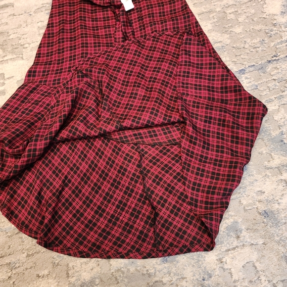 NWT Sanctuary Red Black Plaid Asymmetrical Midi Skirt Size 0 - Picture 7 of 16